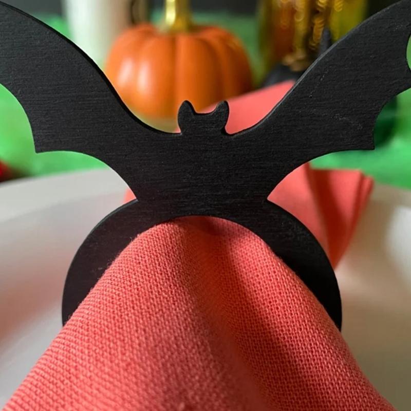 Unique Halloween Pumpkin/Bat/Spiders Shape Napkin Holder Witch Hat Napkin Rings Decorative Napkin Rings for Halloween