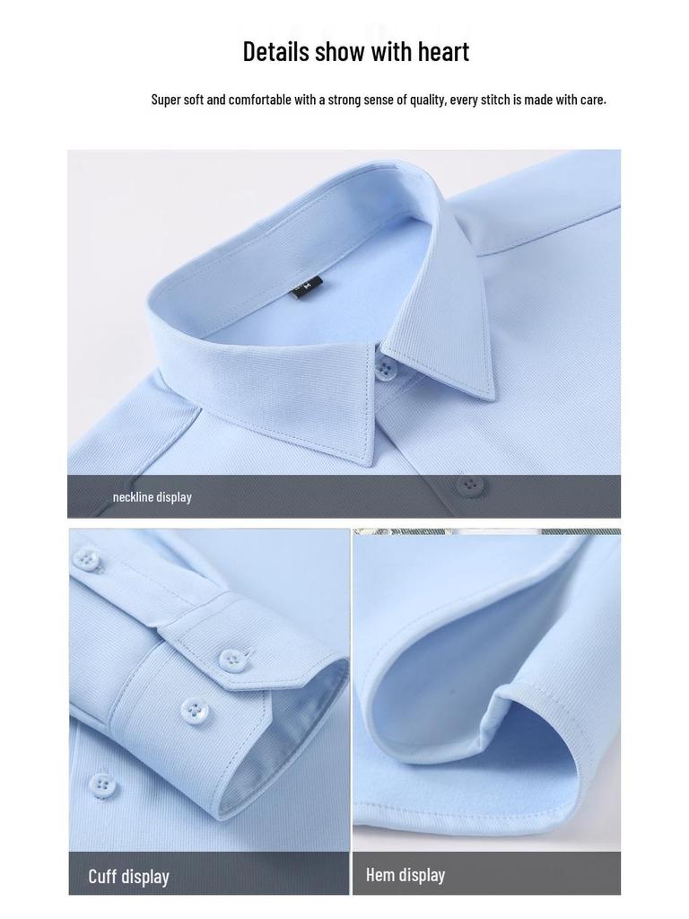 Men's Long Sleeve Thermal Fleece Shirt – Woodpecker Winter Business Casual, Stretch Solid Color, Thick and Lined.