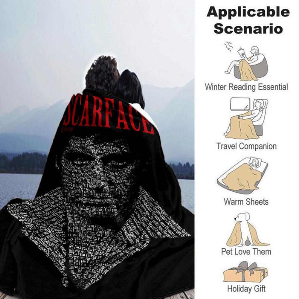 1pc Scarface Al Pacino Soft Flannel All Season Throw for Home, Office, Outdoor UseDurable Comfort Soft Warm Throw for Home