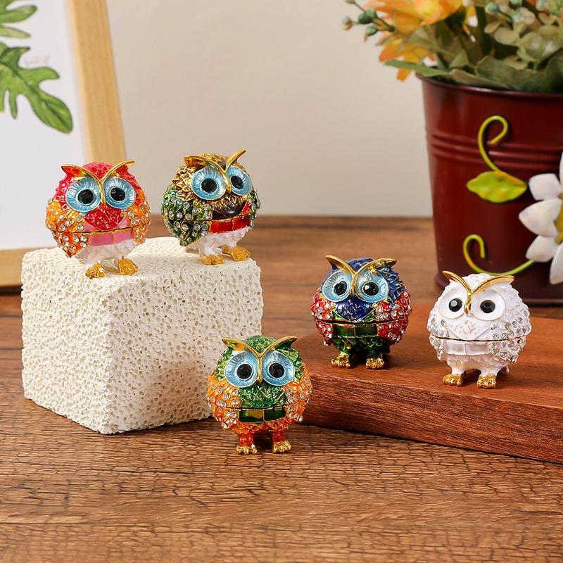Exquisite Owl Jewelry Box Small Pendant for Tabletop Display, Storage Box for Household Use, Ring and Stud Jewelry Box