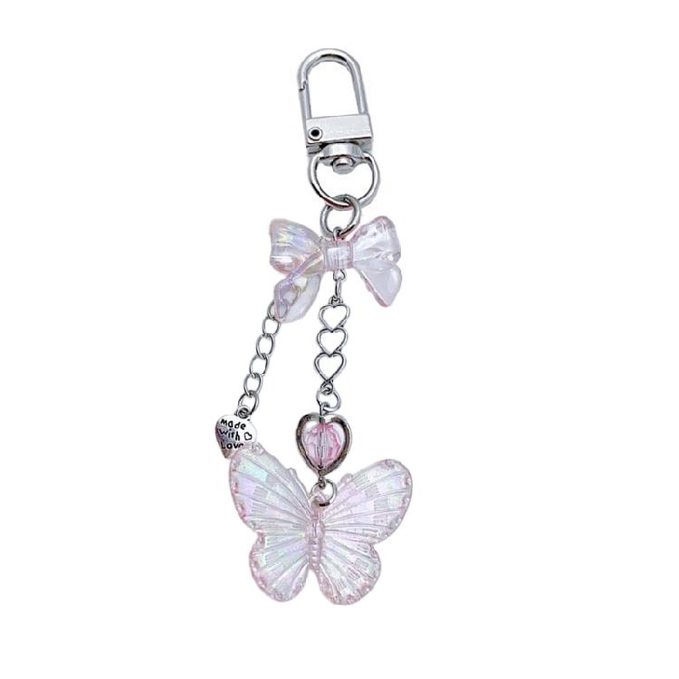 Cute Heart Butterfly Bowknot Charm Pendant Phone Straps Pocket Keychain Strap