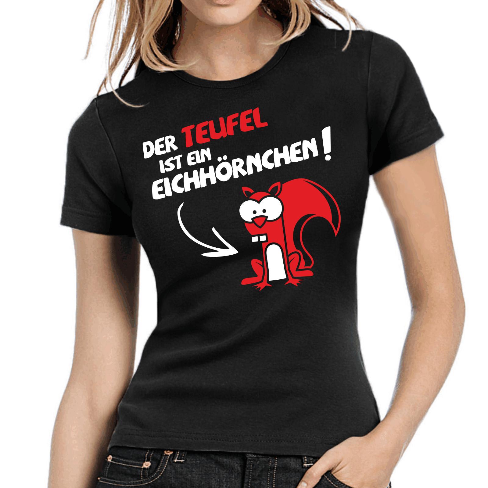 The Devil Is A Squirrel Said Fun Comedy Women Girlie T-Shirt Mens Womens Tees Top L