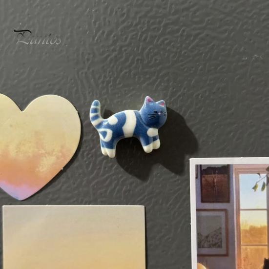 Magnetic Kitchen Decor 5Pcs Cartoon Cat Refrigerator Magnet Set, Hand-painted Kitten for Fridge Decoration Locker Whiteboard, Accessories, Gift Lovers