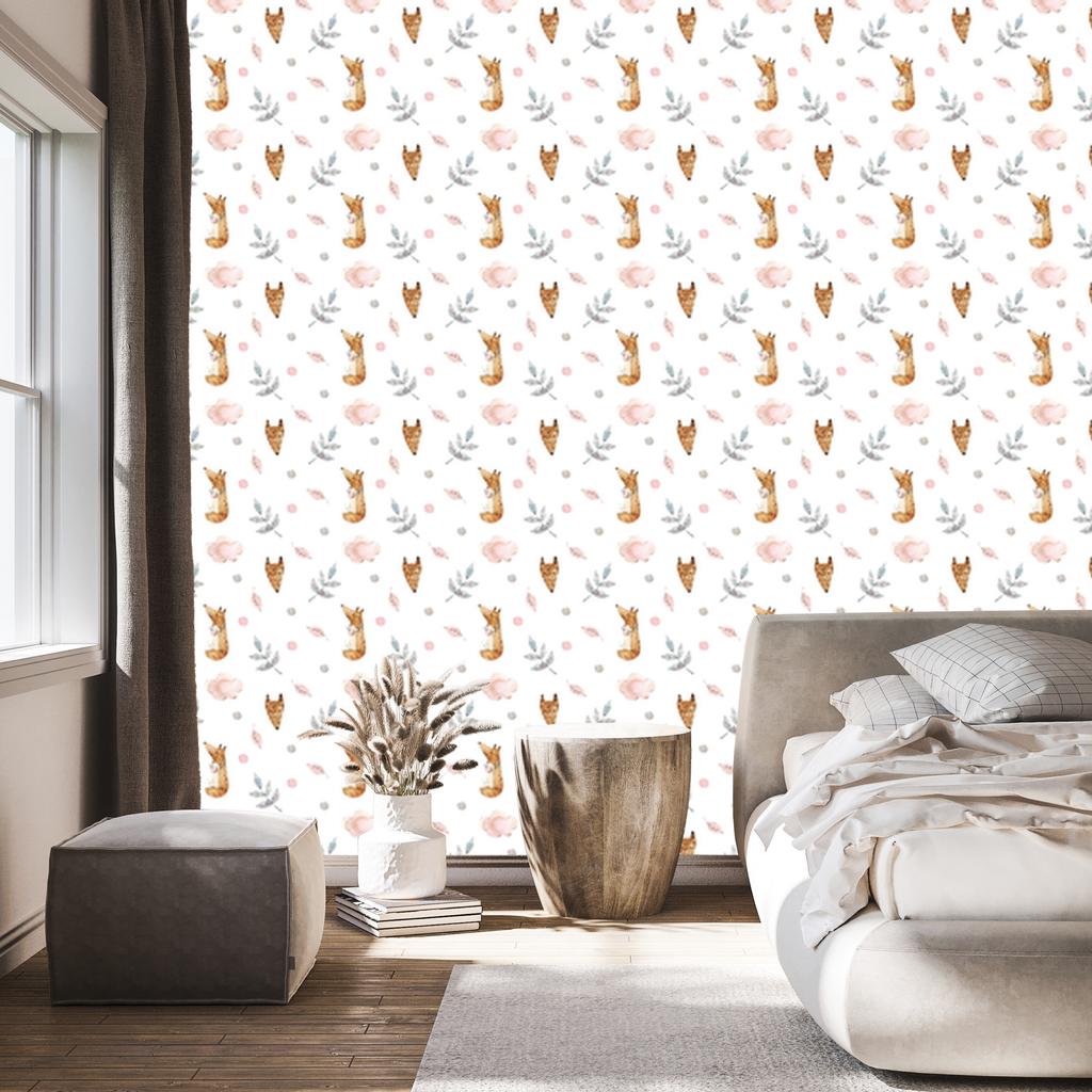 Foxes wallpaper for living room and bedroom 50x1000