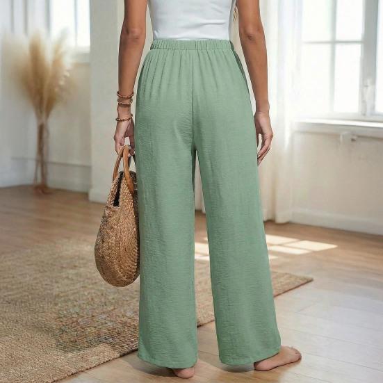 Dámské Kalhoty Vysokohustotní Padavá Látka Široké Ležérní Kalhoty Nastavitelný Pas Měkké Prodyšné Mačkavé Cestovní Kalhoty