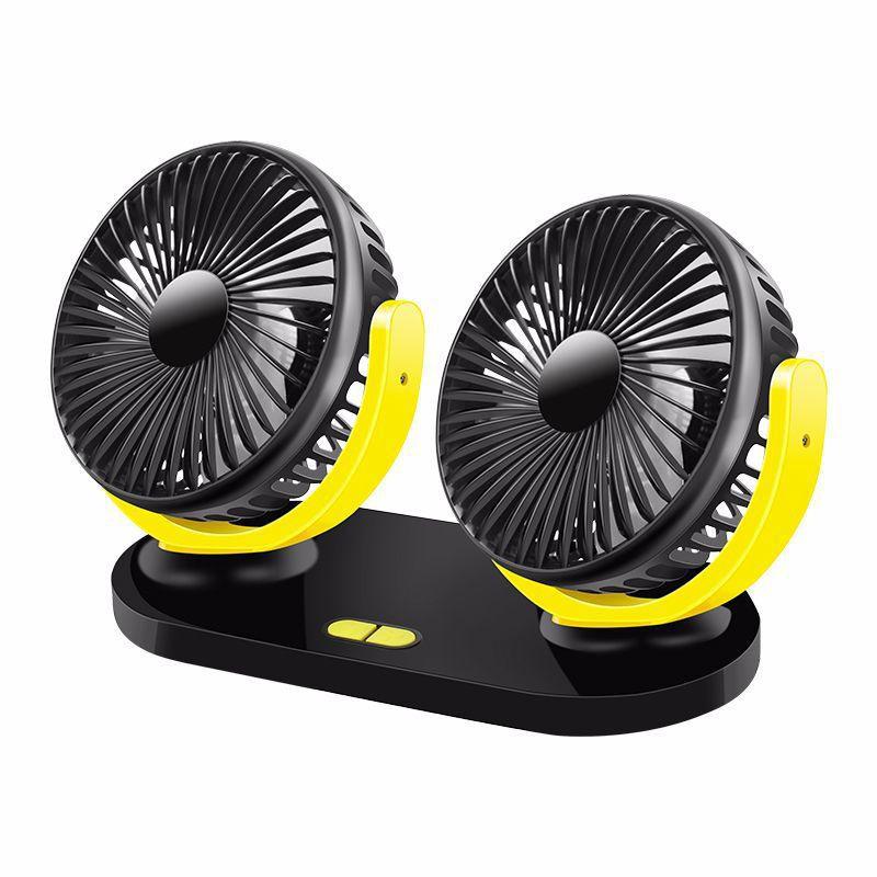Car Dual Head Fan Rear Seat 12V 24V USB Strong Airflow Small Silent Fan