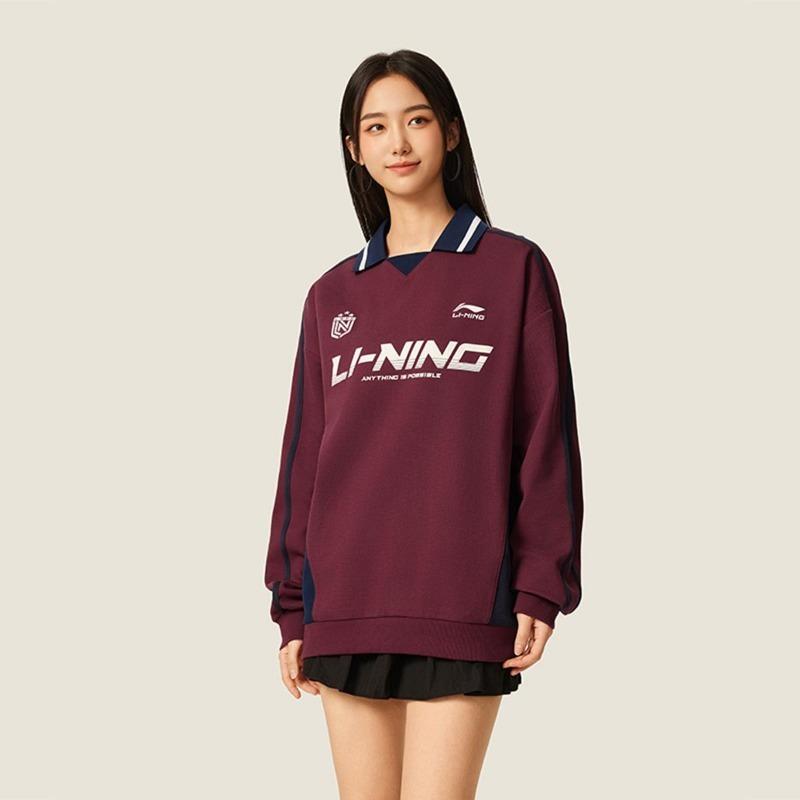 Li Ning Sports Lifestyle Series Loose Fit Logo Sweatshirt Unisex Sweatshirt AWDVC89-5