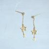 925 Sterling Silver Plated 14k Gold Simple Star Tassel Earrings Women Classic Fashion Wedding Party Jewelry Accessories