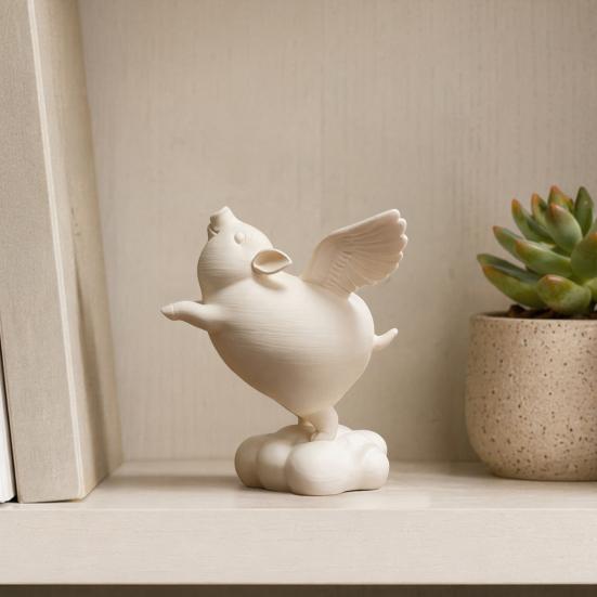 DYS 3D Printed Pig Statue, Cute Winged On A Cloud Figurine, Collectible Piggy Sculpture for Office Desk Home Table Decoration