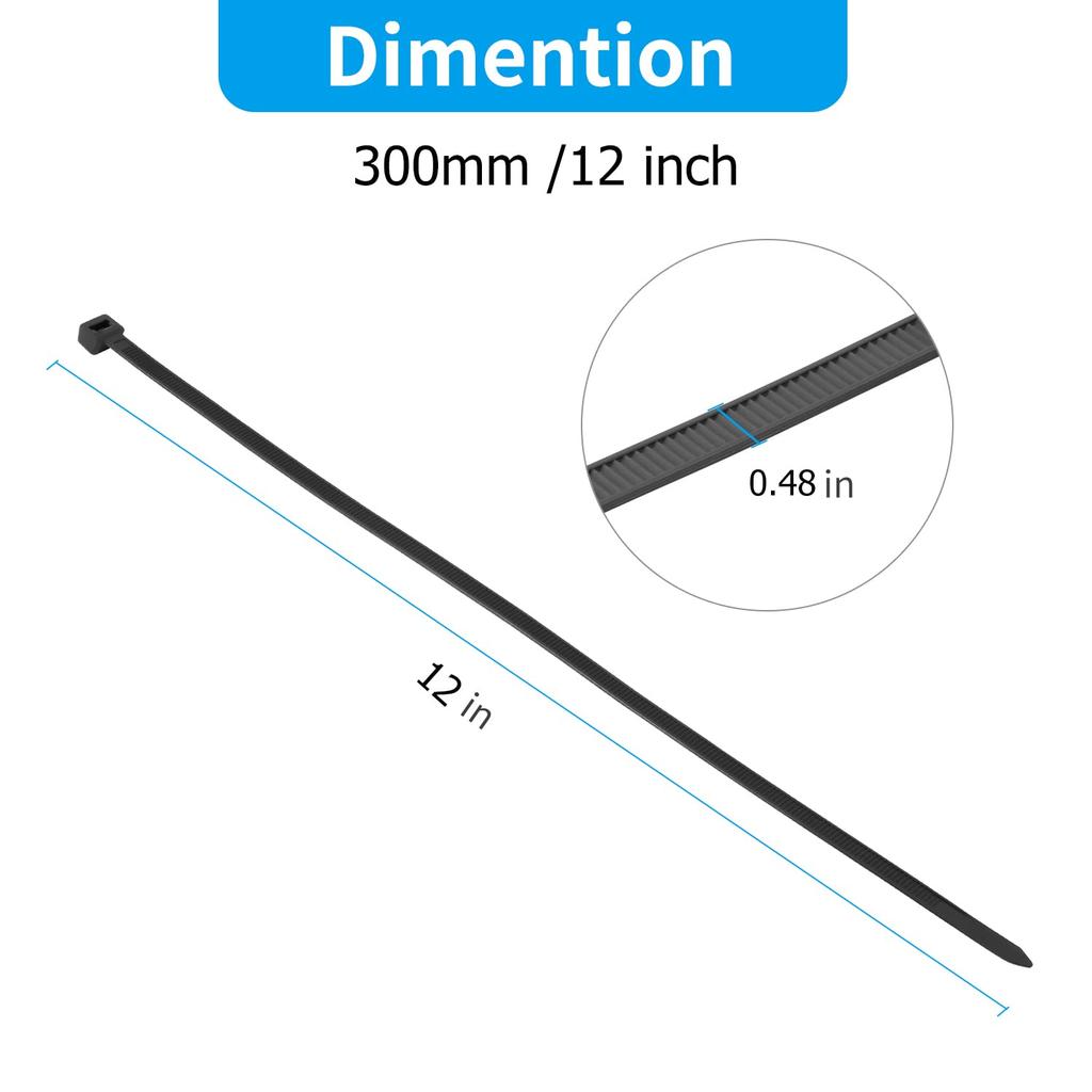 XINGO 12-inch White Zip Ties, Heavy Duty, 80-Piece Set, 250 lbs, Super Strong Plastic Wire Ties, Large Cable Ties, Extra Long Tie Wraps, UV Resistant