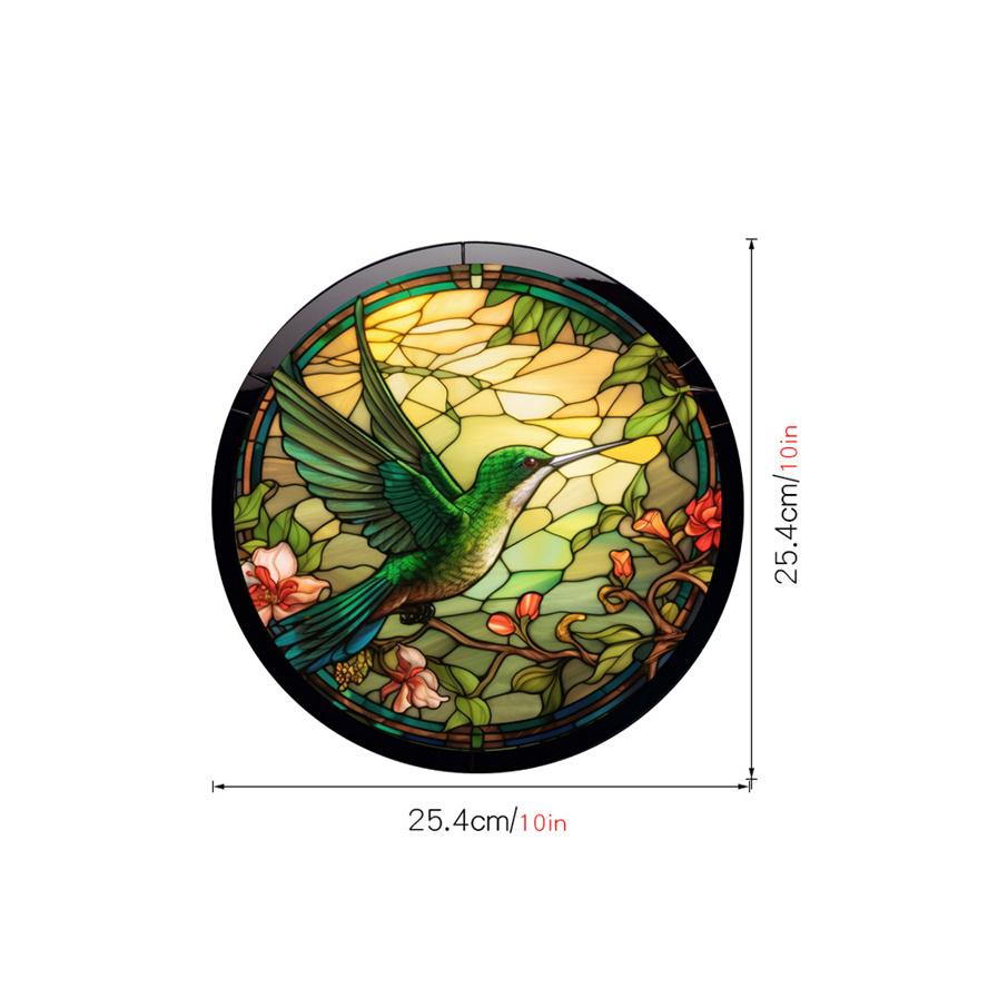 New Antique Color Dyed Hummingbird Iris Japonica Window Glass Electrostatic Sticker Detachable Decorative Film Home Decorations