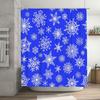 Snowflake Shower Curtain Blue White Bathroom Decor Winter Christmas Print Waterproof Washable Polyester Fabric Decoration Shiny