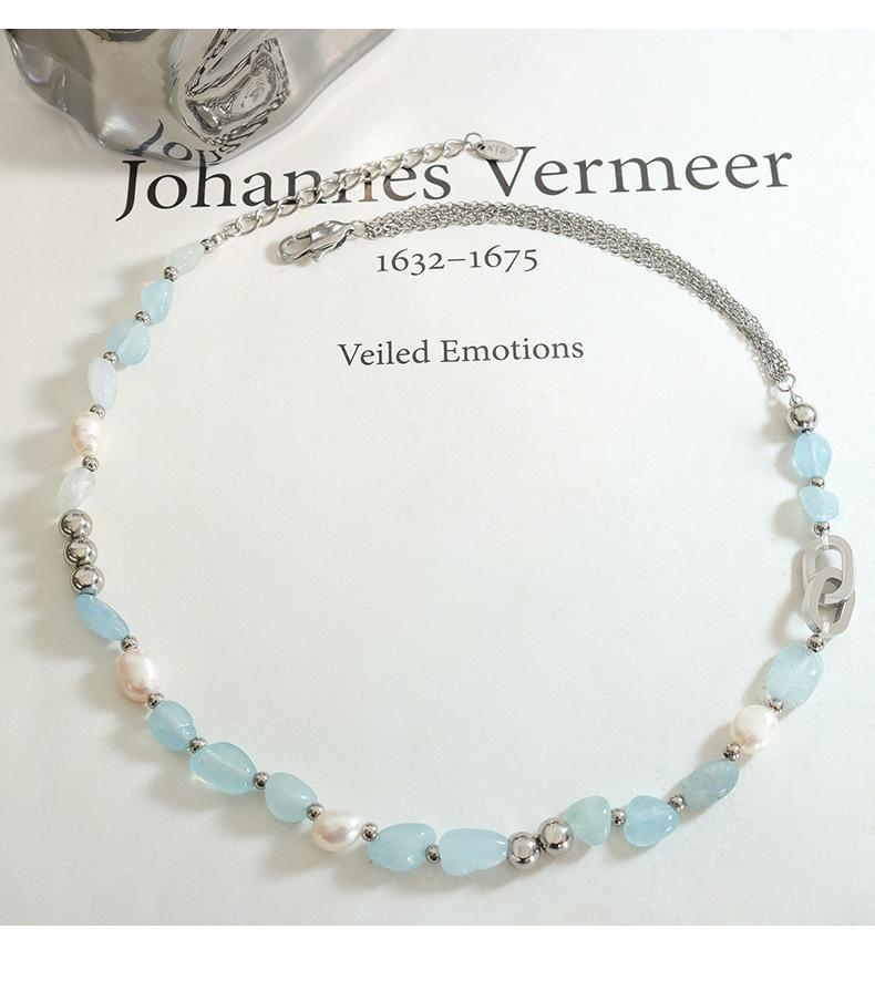 Bohemian Light Luxury Freshwater Pearl & Blue Natural Stone Necklace