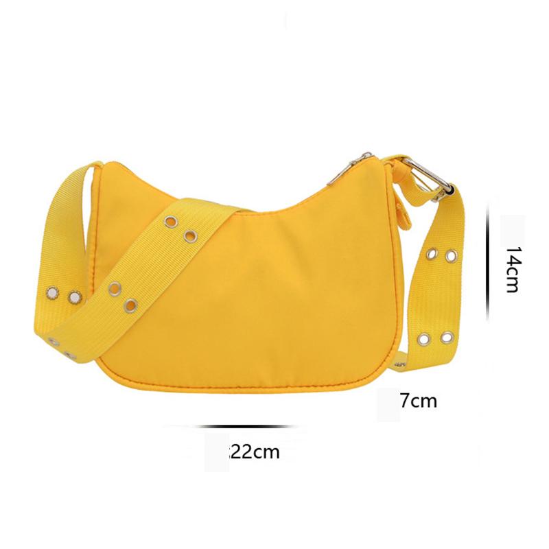 Fashion Nylon Shoulder Bag Women Trendy Handbag Solid Color Crossbody Bag