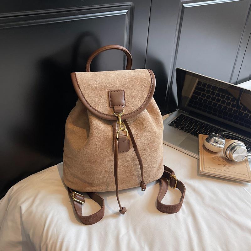 2025 Retro Wildleder Koreanischer Influencer-Stil Damenrucksack - Große Kapazität College- & Reisetasche