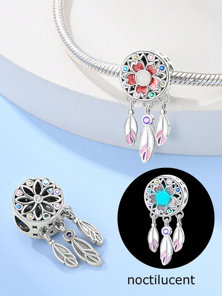 Charms Plata Copper Colors Glow-In-The-Dark Butterfly Flower Beads Pendant For Original Bracelet For Women Diy Jewelry Love Gift