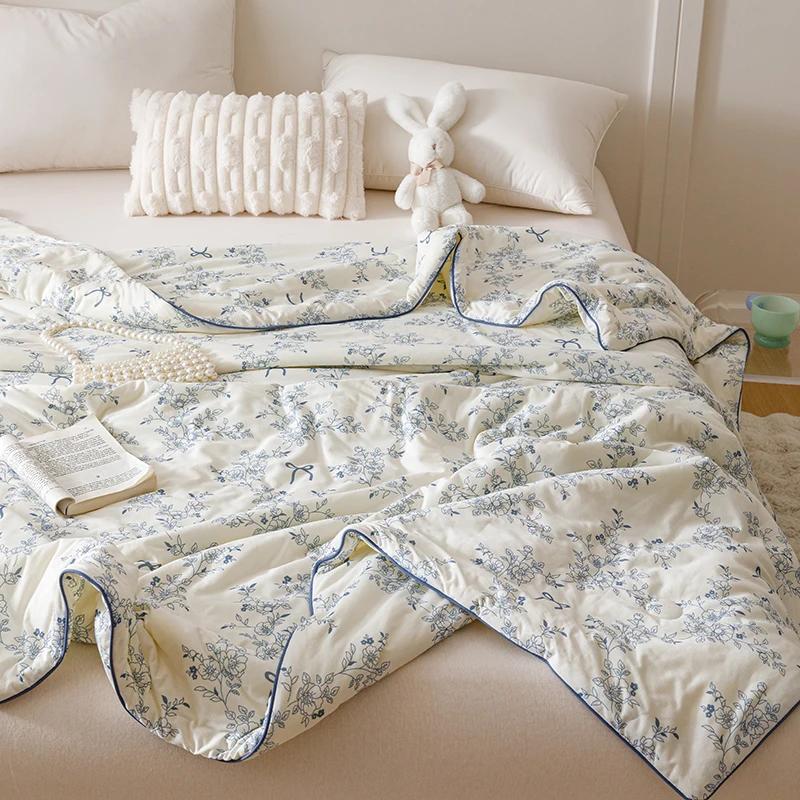 Cool Summer Quilt - Class A Milk Silk & Knitted Cotton (20% Soybean, Ultra-Soft Air-Con Bedding)