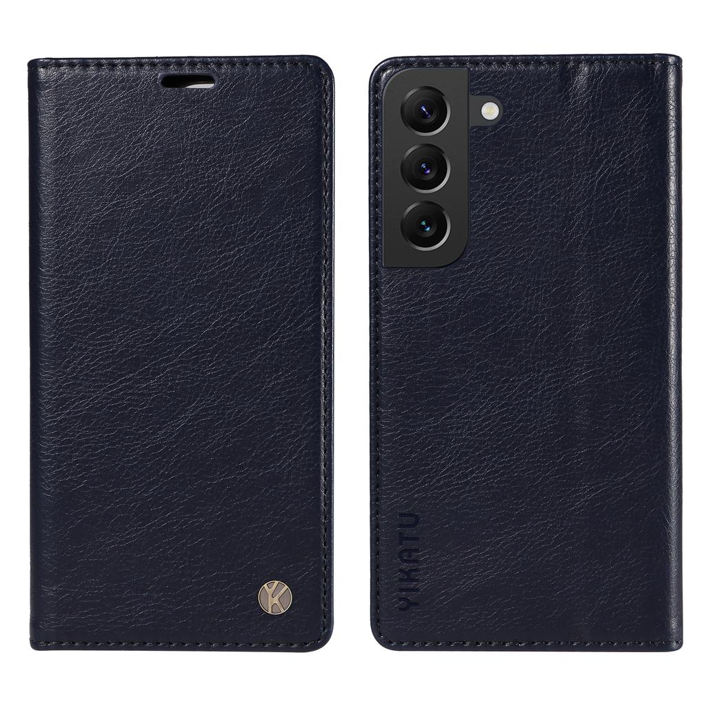 YIKATU YK-006 For Samsung Galaxy S22 5G Magnetic Case Litchi Texture Leather Flip Stand Phone Shell