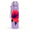 1PC Red Hibiscus Flower Illustration 750ml Color Plastic Sports Water Bottle Leakproof Flip Straw Lid Suitable for Sports Office Home Use