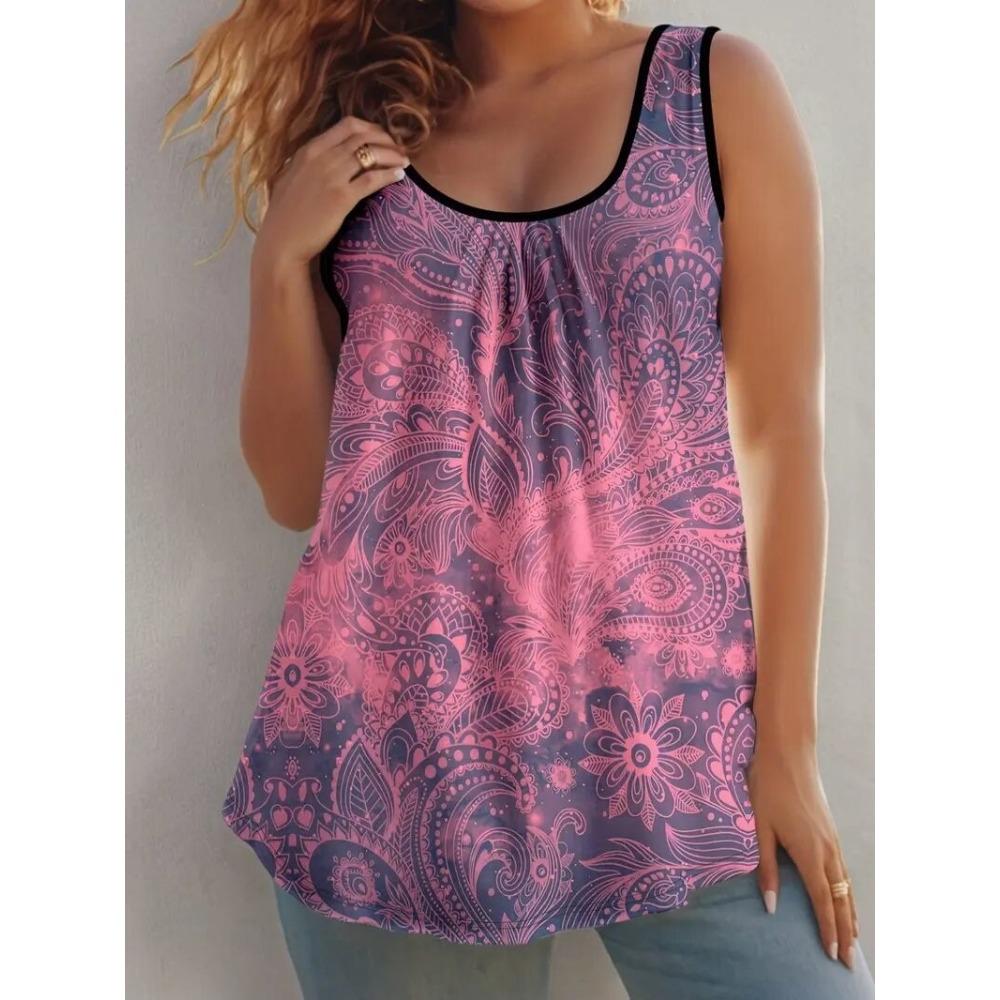 Women's Printed Pleated Tank Top