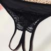 Sexy Black Lace Bare Chest Nipple Bra Gather Pure Desire Perspective Open Crotch Thong Underwear Suit Women