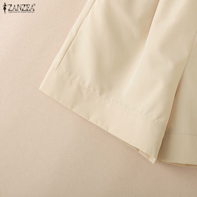 ZANZEA Pantaloncini estivi larghi in vita elastica casual da donna
