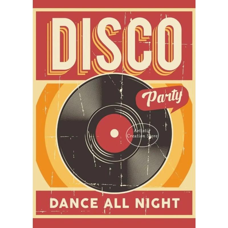 Vintage Nadruk Płótno i Malarstwo Retro Muzyka Oznakowanie Plakat na Imprezę Disco Obrazy Ścienne do Dekoracji Pokoju w Skandynawskim Barze Kawowym Studio