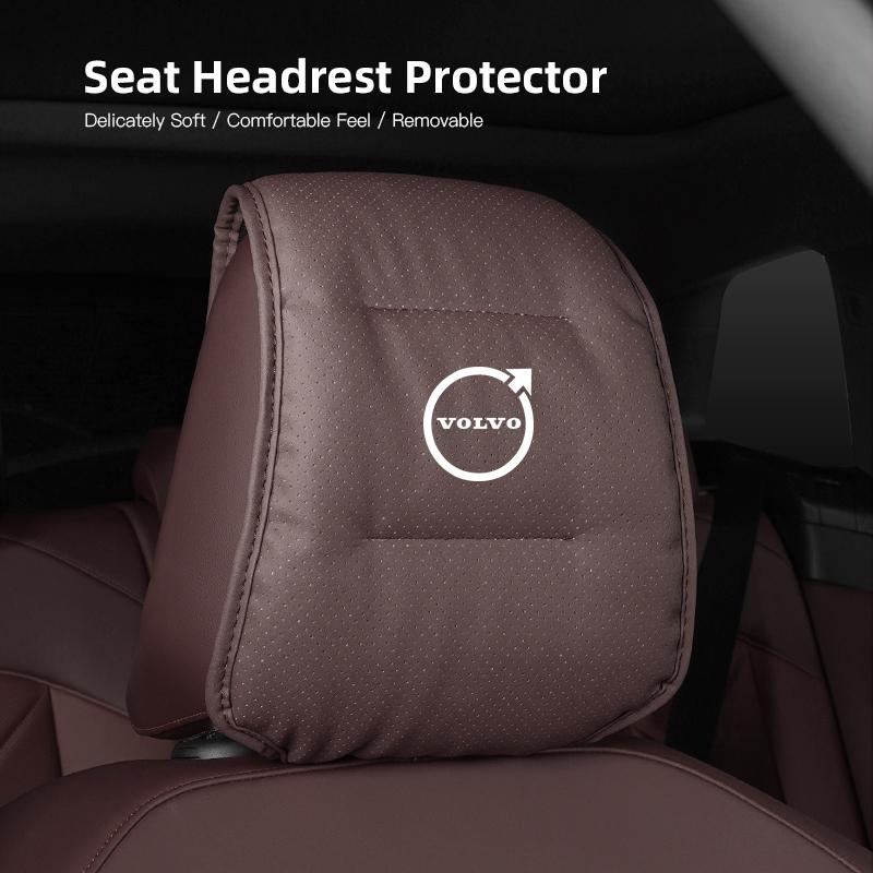 Leather Car Pillowcase Car Accessories Headrest Cover For Volvo V60 V40 XC90 S60 C30 V70 S90 Anti Fouling Decoration Pillowcase FF1