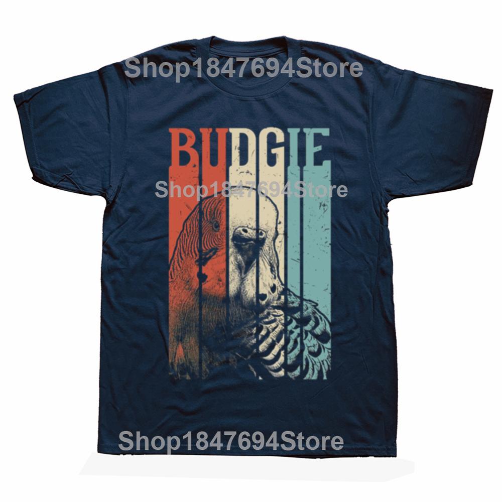 Funny Retro Vintage Budgie Classic Graphic T-shirts Men Women's Fashion Casual Tshirt 100% Cotton Loose Oversized Bird T Shirt
