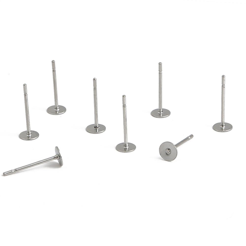 100-200pcs Stainless Steel Blank Post Flat Earring Stud Base Pins Earrings Earplug For DIY Earrings Jewelry Making Accessories
