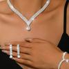 5PC Exquisite New Super Sparkling Necklace Earrings Bracelet Ring Complete Set of Bridal Dress Banquet Party Accessories