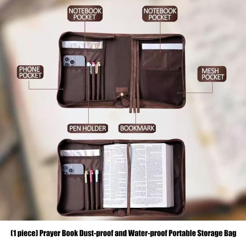 Borsa porta libro di preghiera Custodia per libro in pelle PU con chiusura completa e maniglia per il trasporto per culto, viaggi e uso domestico