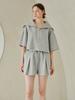 Nub Wide Collar Half Sleeve T-Shirts Set Up - M.Gray