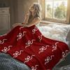 White Bows Burgundy Flannel Blanket Perfect for Sofa Office Bed Travel Sleep Read Relax Camping Four Season Use