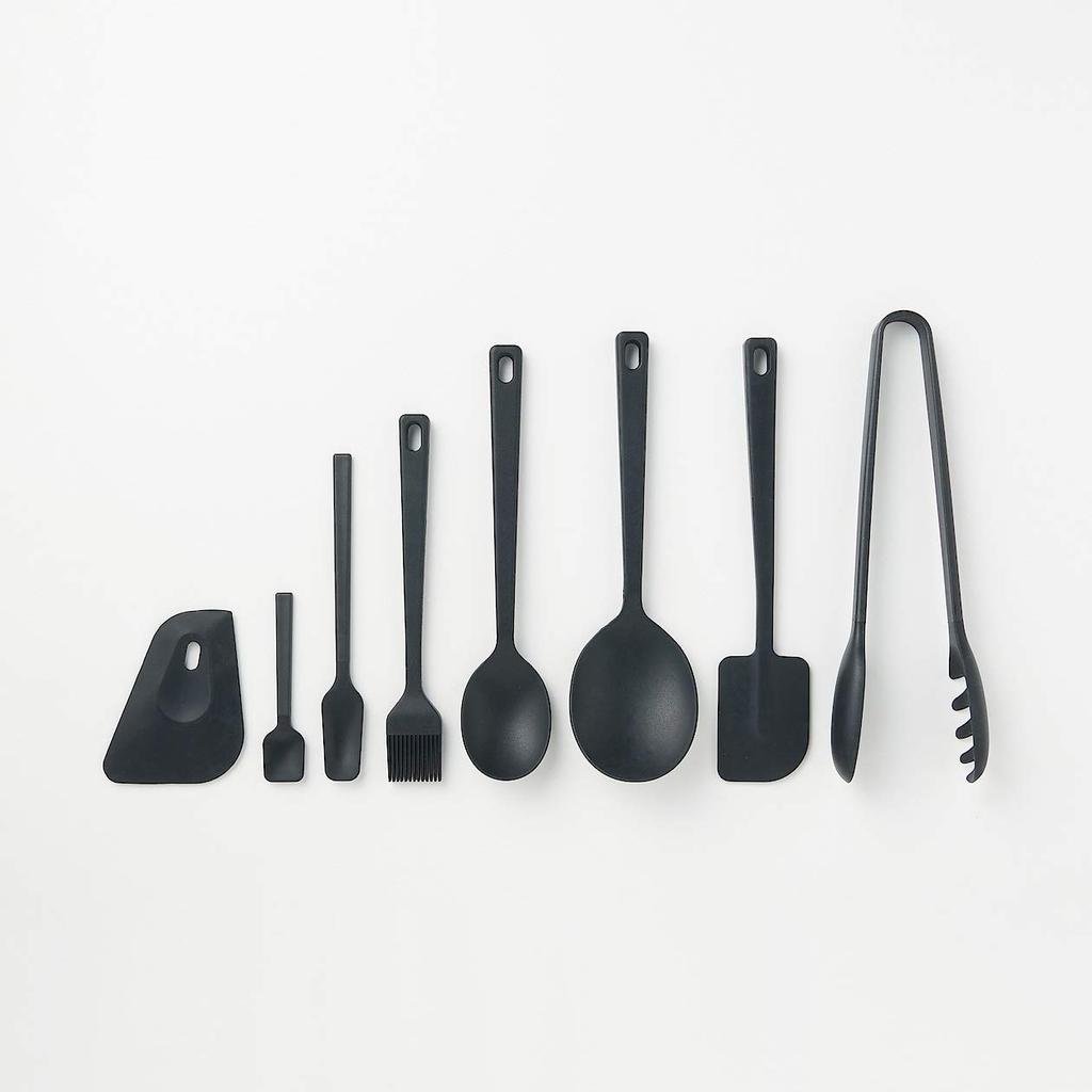 MUJI Silicone Cooking Spoon 25cm 82577105 (Small), Approx. Long, Black,