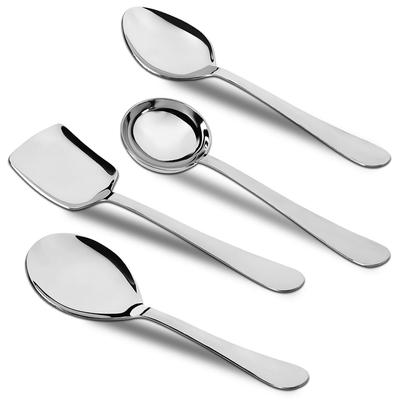 4 Delar Rostfritt Stål Serveringsskedar Set för Matbord/Kök, 1,8 mm Tung Mätare