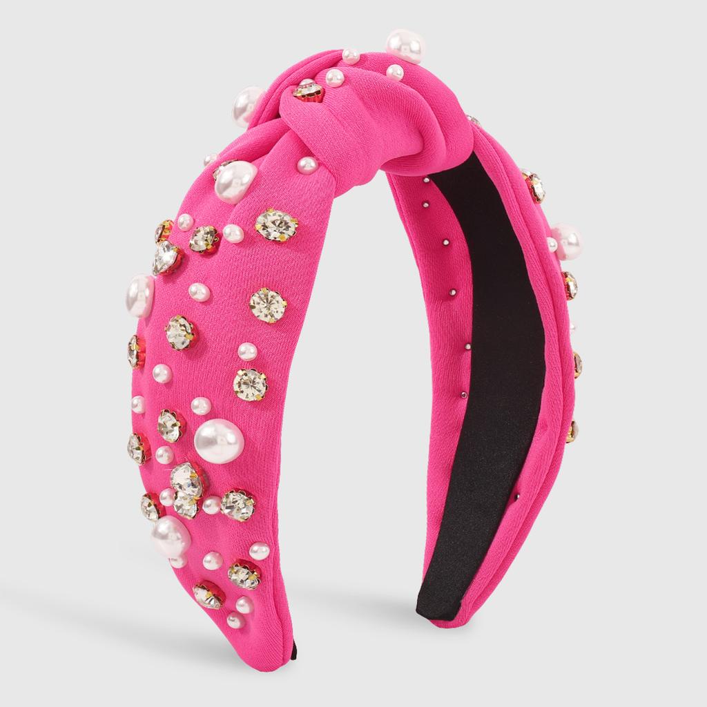 Fascia per Capelli Elastica Vintage Lusso Moda Barocca Strass Perla Nodo Spugna Fascia per Capelli Donna Bellissimi Accessori per Capelli