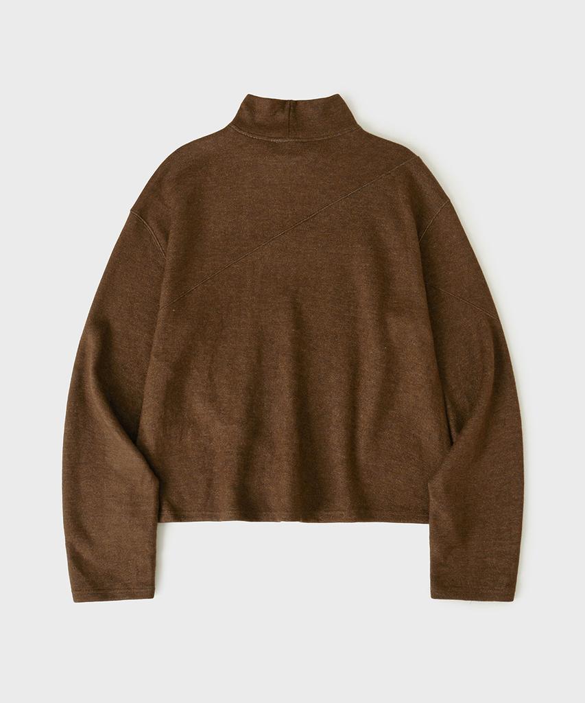HOOVES Oblique Half-Neck Long Sleeve [Brown]