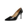 Fashion Women's new pointed leather patent leather color blocked temperament sexy slim heel high-heeled plus size work shoes