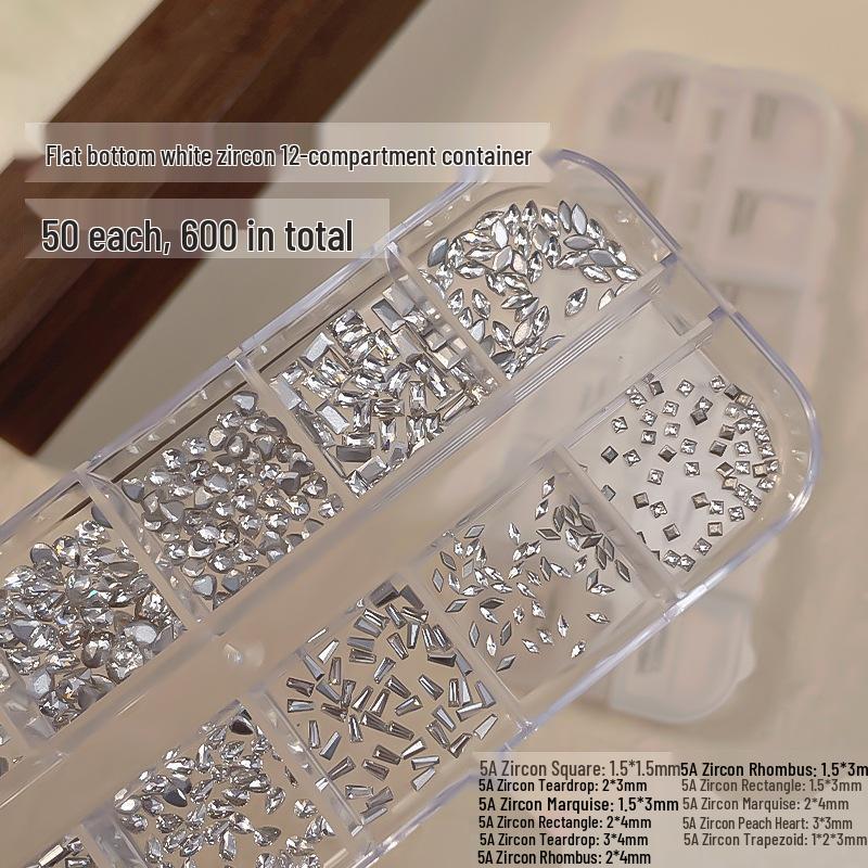 Mixed Irregular Flatback Nail Art Box: Super Shiny Snowflake Rhinestones & Mini Zircon Stars