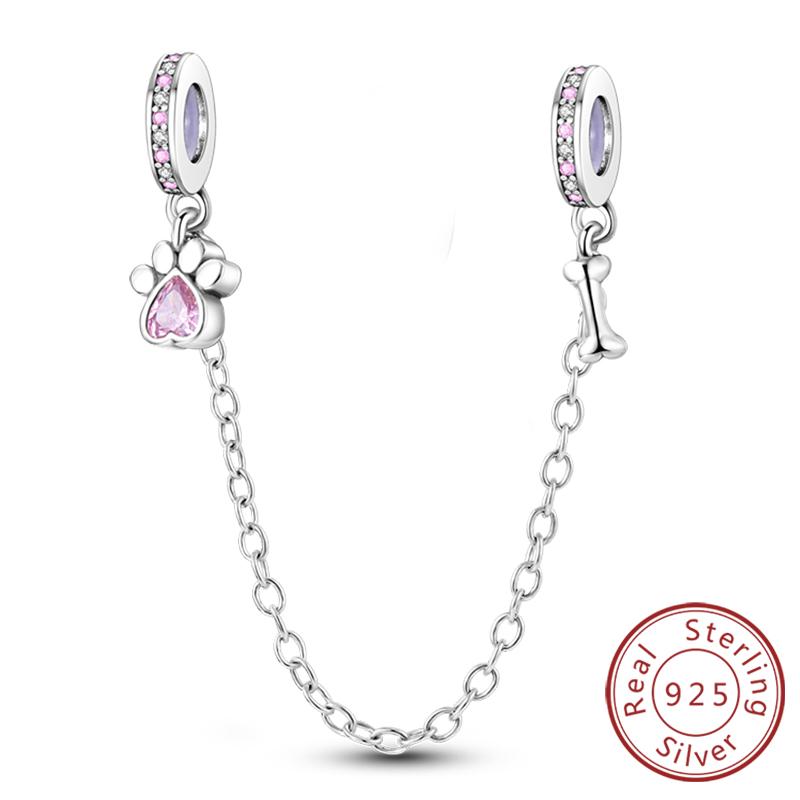 Safety Chain Charms Fit Original Copper Charms Beads Moon Star Butterfly Heart Safety Chain For Women Jewelry Gift