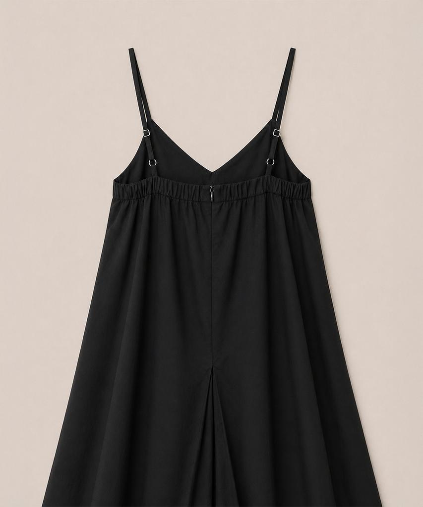320SHOWROOM Cotton V-Neck Pocket Slip Dress Black