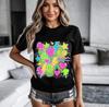 Neon Smiley Blitz Herzen T-Shirt | Retro 90er Pop Art Dopamin Shirt und Kinder T-Shirt