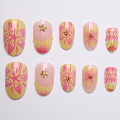 Reusable Almond - Shaped Nails New Craft 3D Pure - Desire Sweet Flower Wearable Nails Removable Fake Nails and Manicure Tools