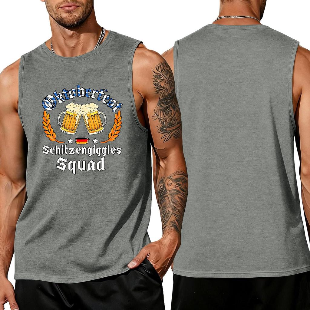 Men's Sleeveless Tank Top Casual Loose Fit Summer Muscle Shirt Oktoberfest Graphic Printed Vest Comfortable Cotton Blend