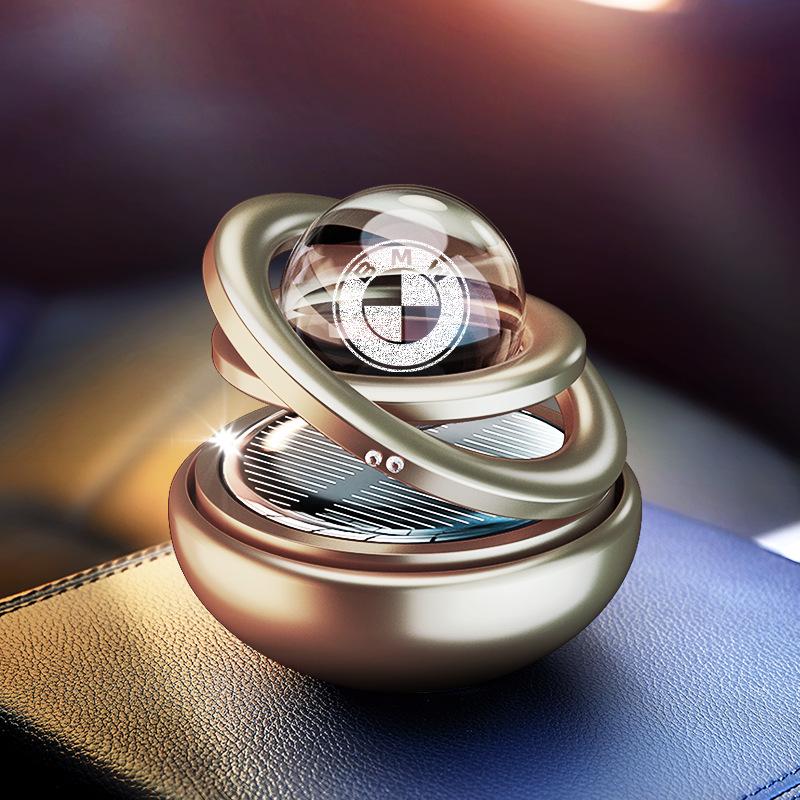 Solar-Powered Rotating Car Air Freshener with Aluminum Alloy and Aromatherapy Scent