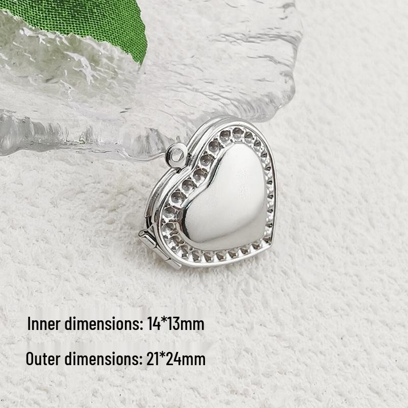Collana Ciondolo Scatola Portafoto a Forma di Cuore, Rotonda e Quadrata in Acciaio Inossidabile Fai da Te