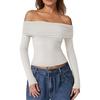 European and American Women's One-Shoulder Long-Sleeve Milk Silk T-Shirt - Elegant and Stylish Design
