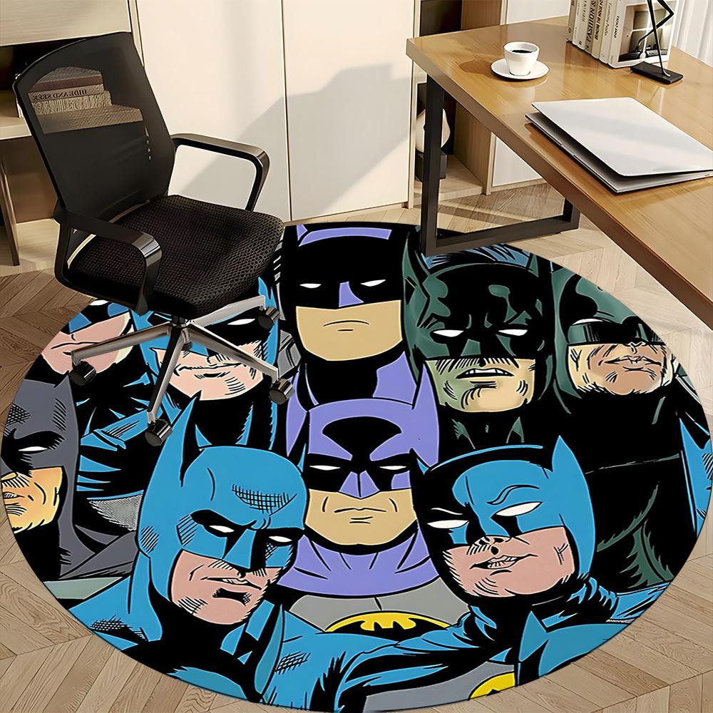 1 szt. Okrągły dywanik Batman Heroes Office, Pod krzesła biurowe, Sypialnia, Salon, Wystrój domu, Dekoracja pokoju, Dostępny w różnych rozmiarach