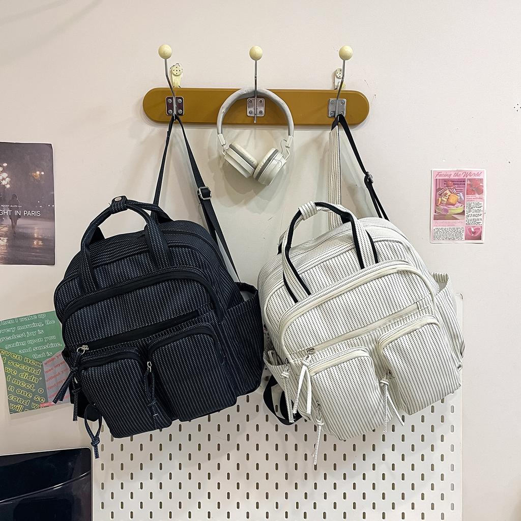 Schoolbag Casual Style Multi-Pocket Backpack Young Women Large Capacity Versatile Commuter Student Class School Bag Travel Backpack